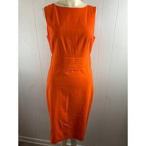 NWT J.Crew 365 Pleated-Waist Sheath in Vivid Orange Stretch Wool Dress Size 4